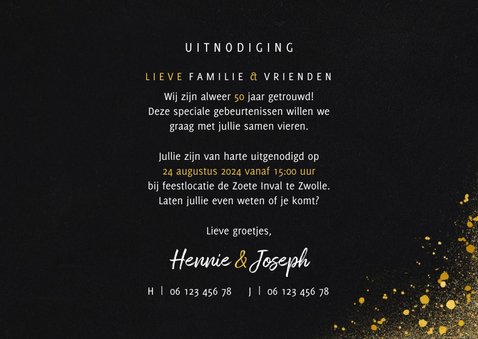 Jubileum uitnodiging vijftig jaar met 3 foto's 3