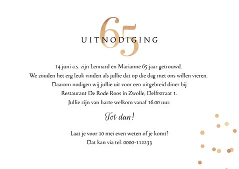 Jubileumfeest 65 jaar getrouwd goud huwelijk confetti 3