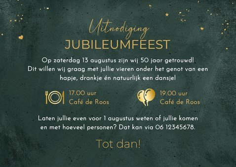 Jubileumfeest uitnodiging trouwdag feestje liefde groen 3