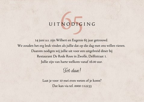 Jubileumfeest uitnodiging verf trend spetters foto's 65 jaar 3