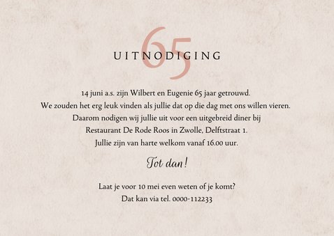 Jubileumfeest uitnodiging verf trend spetters foto's 65 jaar 3