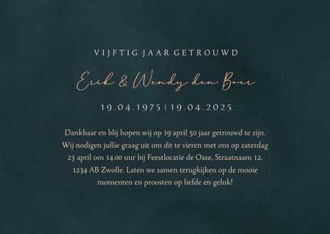 Jubileumkaart 50 jaar getrouwd fotocollage met bloemen 3