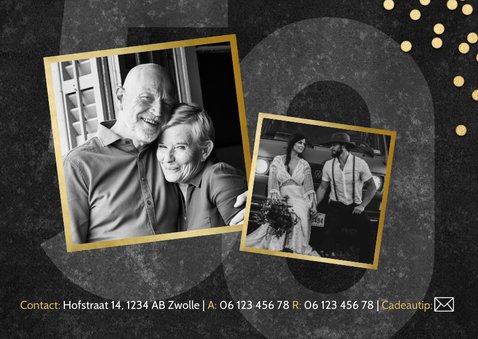 Jubileumkaart 50 jaar getrouwd gouden confetti en foto's 2