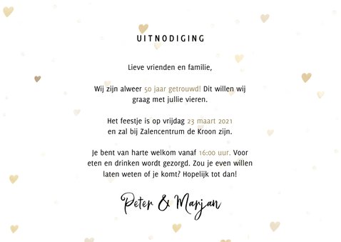 Jubileumkaart 50 jaar getrouwd jaartallen 1971/2021 hartjes 3
