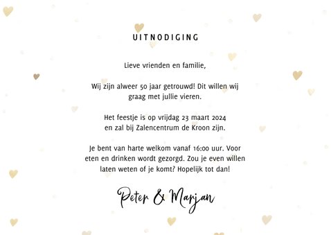 Jubileumkaart 50 jaar getrouwd jaartallen 1972/2022 hartjes 3