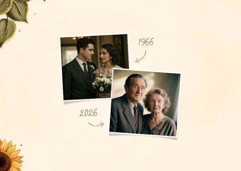 Jubileumkaart aanpasbaar met zonnebloemen 2