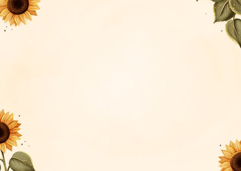 Jubileumkaart aanpasbaar met zonnebloemen Achterkant