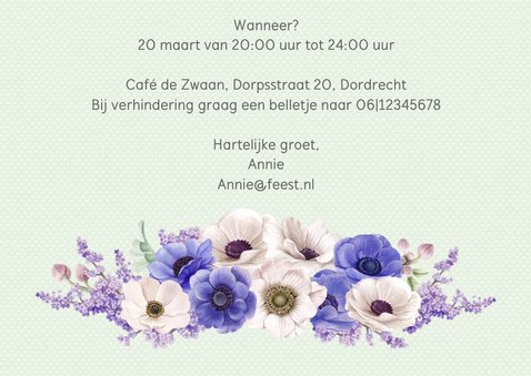 Jubileumkaart anemonen 65 jaar 3