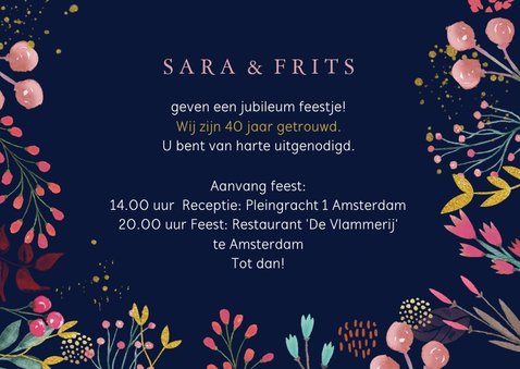 Jubileumkaart bloemen waterverf 3