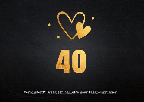 Jubileumkaart foto houtlook krijtbord hartjes goud 2