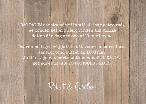 Jubileumkaart foto houtlook krijtbord hartjes goud 3