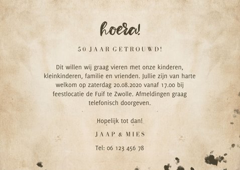 Jubileumkaart 'let's party' vintage met foto's en getal 3