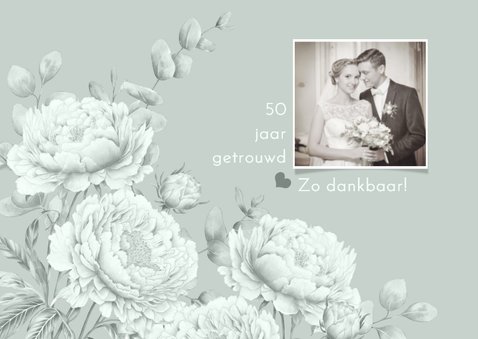 Jubileumkaart pioenrozen en eucalyptus 2