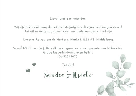 Jubileumkaart pioenrozen en eucalyptus 3