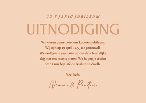 Jubileumkaarten met koperen takje en foto's foliedruk 3