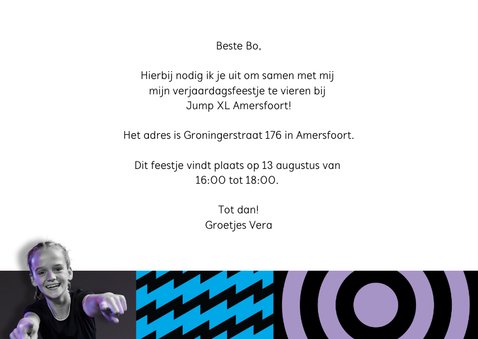 Jump XL kinderfeest uitnodiging Meisje 3