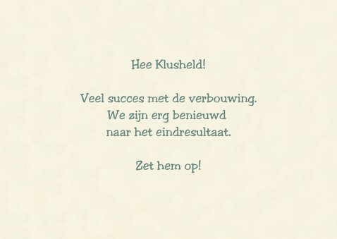 Kaart van een klussende muis die een huis timmert 3