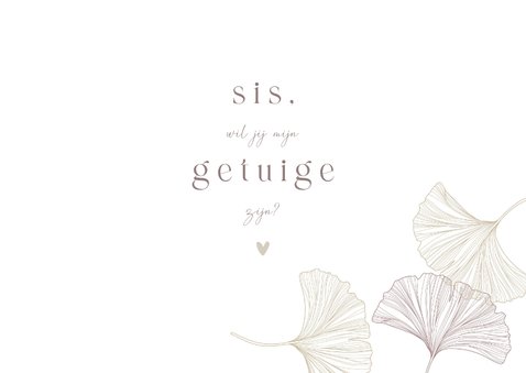 Kaartje 'I need my sister' getuige/bruidsmeisje ginkgo puur 3