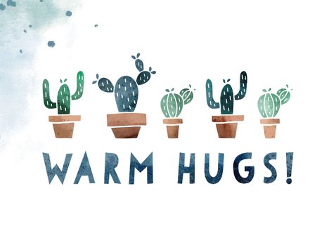 Karte Gute Besserung Warm hugs mit Kakteen 2