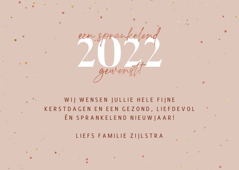 Kerskaart sprankelend 2022 gewenst koperlook 3