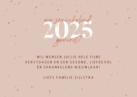 Kerskaart sprankelend 2025 gewenst koperlook 3