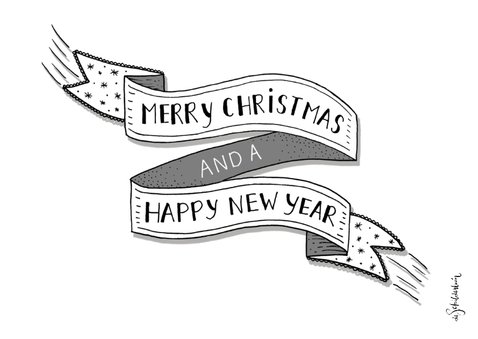 Kerst banner zwart-wit liggend 2