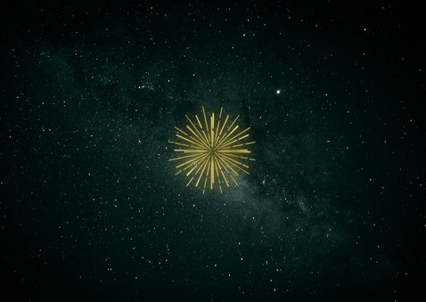 Kerst- en nieuwjaarskaart lichtpuntjes vuurwerk 2024 Achterkant