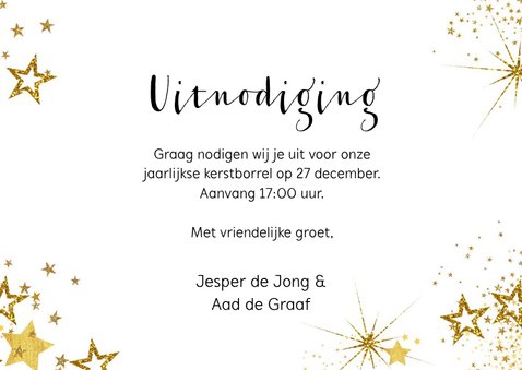 Kerst feestelijke uitnodiging kerstborrel wit-goud 3