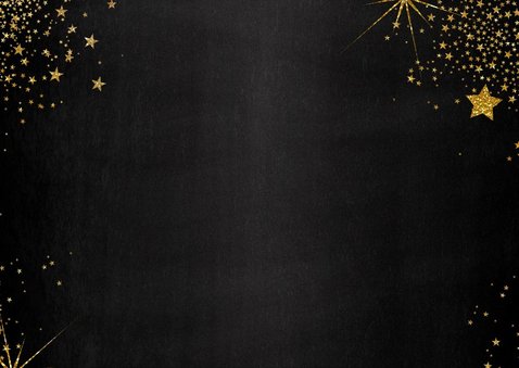 Kerst feestelijke zwarte fotokaart met vele gouden sterren 2