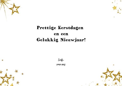 Kerst hippe kaart met 2 foto's en gouden glitter sterren 3