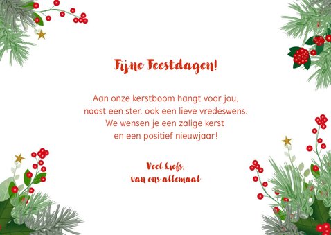 Kerst hippe kerstkaart botanica dennentakken en hulst 3