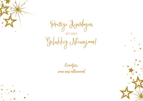 Kerst modern kerstkaart met 3 foto's en vele sterren 2023 3