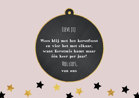 Kerst moderne foto kaart met sterren en krijtbord kerstbal 3