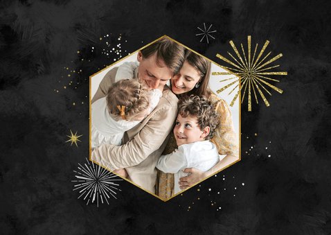 Kerst nieuwjaarskaart lichtpuntjes vuurwerk 2027 2