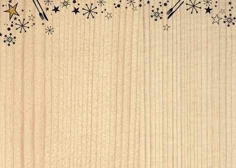 Kerst originele uitnodiging kerstdiner hout en bestek 2