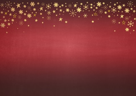 Kerst rode foto kerstkaart met goudkleurige versiering 2