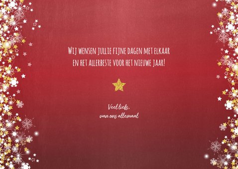 Kerst sfeervolle rode fotokaart met vele sterren 3