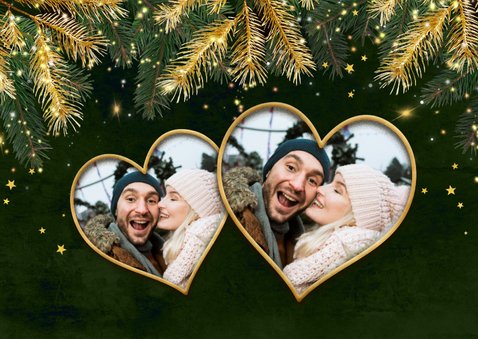 Kerst tegoedbon dennentakken goud sterretjes foto's hartjes 2