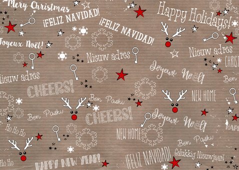 Kerst trendy verhuiskaart kraft- en handletteringstijl Achterkant
