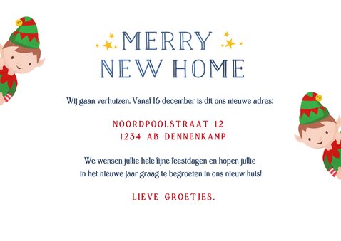 Kerst verhuiskaart arrenslee met verhuisspullen en kerstman 3