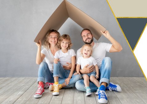 Kerst Verhuiskaart geometrische vormen goudlook 2