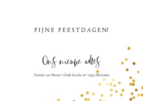 Kerst verhuiskaart met confetti en handgeschreven teksten 3