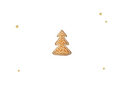 Kerst verhuiskaart snoep gingerbread huisje koekjes ho ho ho Achterkant