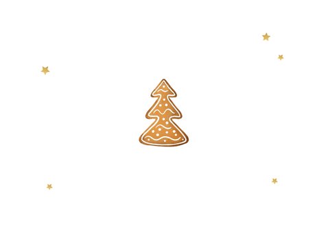 Kerst verhuiskaart snoep gingerbread huisje koekjes ho ho ho Achterkant