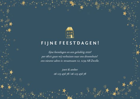 Kerst-verhuiskaartje met foto en gouden huisje 3