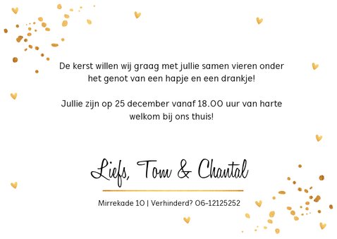 Kerstdiner uitnodiging confetti goud 3