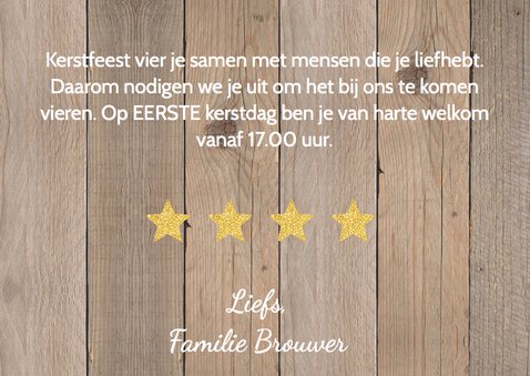 Kerstdiner uitnodiging foto label hout - LB 3