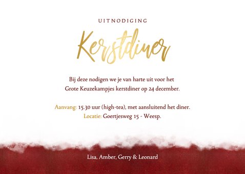 Kerstdiner uitnodiging met ruimte voor eigen foto 3