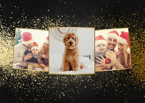 Kerstkaart 2021 goudlook met spetters 2