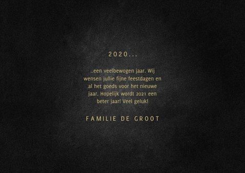 Kerstkaart 2021 goudlook met spetters 3